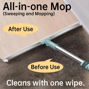 3-in-1 Magic Broom with Scraper and RubberBroom-180oRotating Silicone Head, RetractableMetal Handle, Convenient for Cleaning Wet/DryFloors in Bathroom, Kitchen, Living Room,Bedroom squeegee glass wiper