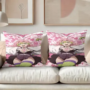 2Pcs, Mitsuri Kanroji inspired square pillow cover, stylish and not loose, convenient for machine washing, comfortable rest in the warm drinking area of the Quebec Winter Carnival, coordinated at home to commemorate, suitable for couples who like to walk