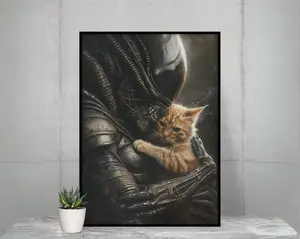 [Sale up to 45%] + [FREE SHIP] Xenomorph Alien x Jonesy Cat Art Print - Cute Horror Poster, Perfect Gift for Aliens Fans, Adorable Sci-Fi DÃ©cor