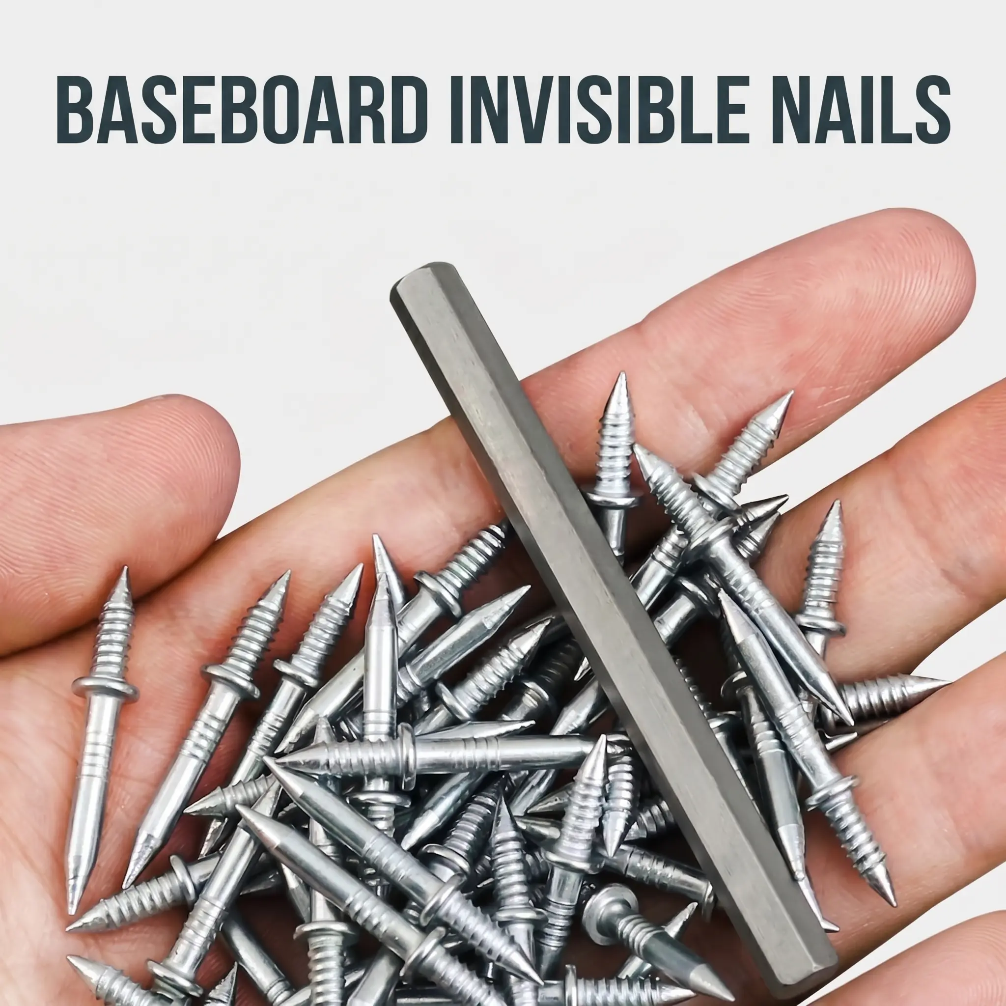 200Pcs Double-Headed Skirting Nails with 4 Sleeve Tools, Invisible Seamless Fasteners & Hooks for Wood Trim, Wall Molding Baseboard Installation Hardware
