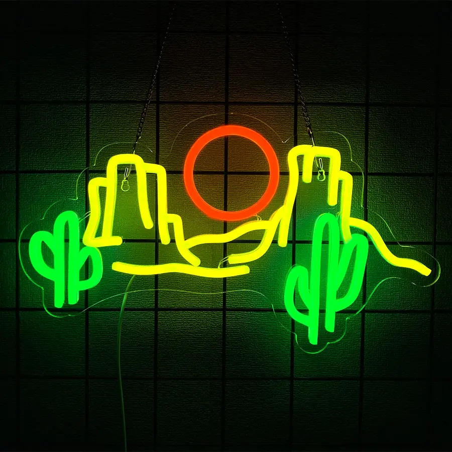 Desert Sunset Neon Sign for Wall Decor Cactus Led Sign for Bedroom Western Neon Light for Game Room Living Room Hotel Office Man Cave Bar Club Party Home Decoration