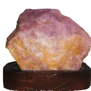 Crystal Addict Lavender Rose Quartz Raw Stone with Wooden Stand