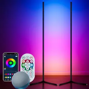 Corner Floor Lamp, LED Corner Lamp with Alexa & Google Home, App and Remote Control,16 Million DIY Colors & 68+ Scene, Music Sync, Color Changing Smart Ambient Light for Living Rooms, Bedrooms