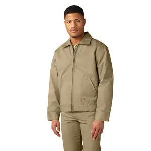 Dickies Men's Insulated Eisenhower Jacket - Longsleeves Tops, Collared, Wrinkle-Free Work Coat, Durable Nylon-Cotton Fabric, Casual Plain Menswear, Khaki Option, Dickies Pants Compatible