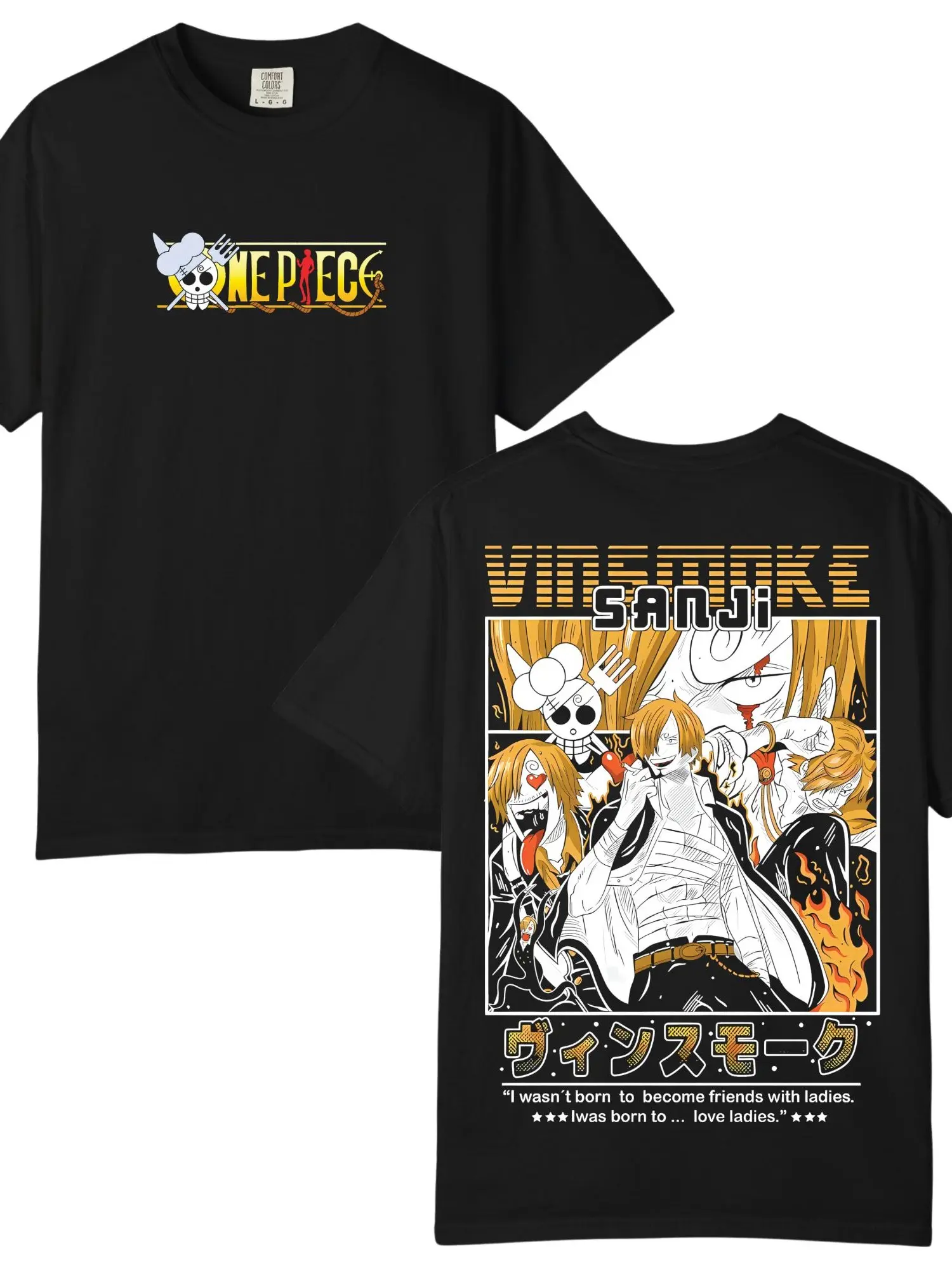 Retro Limited Vinsmoke Sanji One Piece Vintage Unisex Oversized Anime Graphic Tee Trendy Y2K Double Printed Cotton T-Shirt Streetwear Casual Apparel Top Outfits for Men Manga Game Movie Lover Gift For Fans Merch