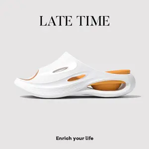 Men's Fashion Slippers Ribbed Air-Cushioned Height-Increasing Summer Non-Slip Two-Tone EVA Thick-Soled Outdoor Sandals for Couples