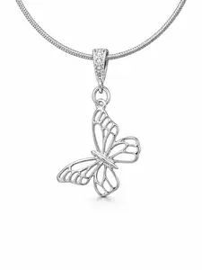 Silver Plated Butterfly Pendant Necklace for Women | Dainty Rhinestone Charm Necklace | Trendy Aesthetic Jewelry Gift