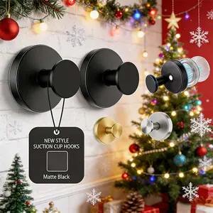 2 Pack Heavy Duty Suction Cup Hooks Waterproof Vacuum Hangers, No Drill Removable Reusable Home Essentials for Bathroom Shower Kitchen Tile Glass Wood Door Mirror, Perfect for Towel Robe Loofah Coat Christmas Decor Holds Up to 15 Lbs