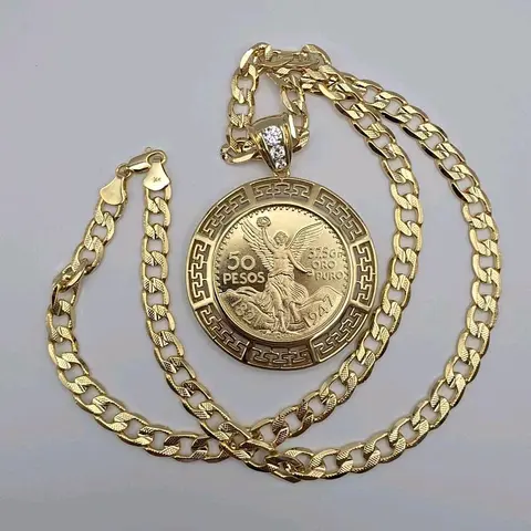 Cuban link necklace chain new style CENTENARIO No stones gold-plated