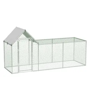 Large Metal Chicken Coop, Chicken Run with Waterproof and UV-Resistant Roof, Poultry Shade Cage with Frame, Walk-in Hen House for Hens, Ducks, Rabbits, Dogs