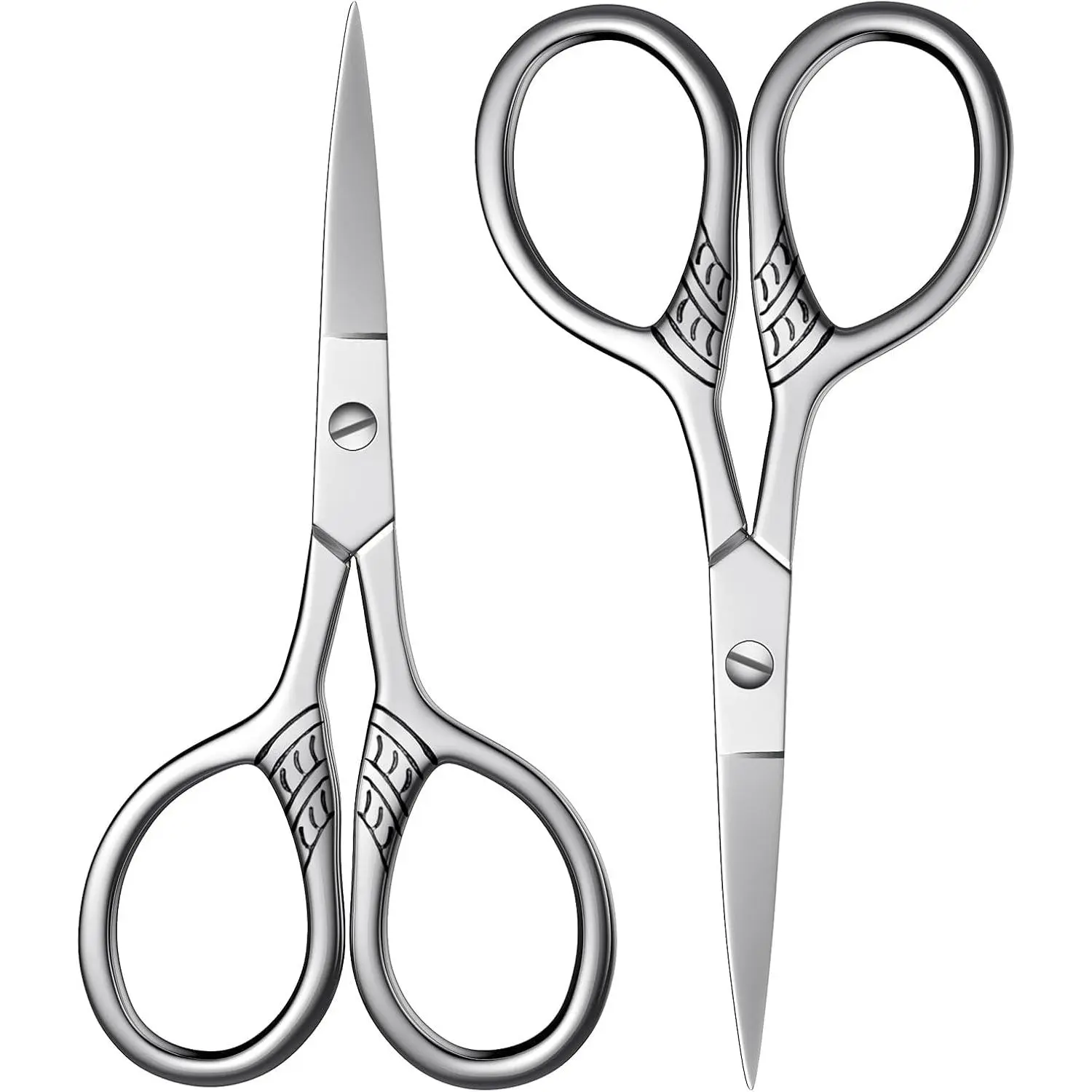 2Pcs Stainless Steel Small Scissors with Textured Handle - Sharp, Durable Hand Tools for Arts, Crafts, Office Use