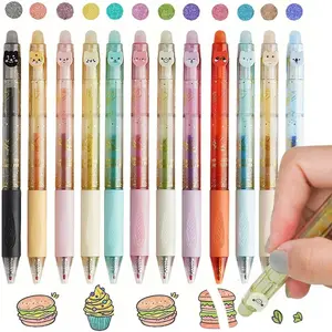12 count Cute Glitter Erasable Gel Pens, Multicolor Fine Point 0.7mm, Retractable, for Journaling, Drawing, Note Taking