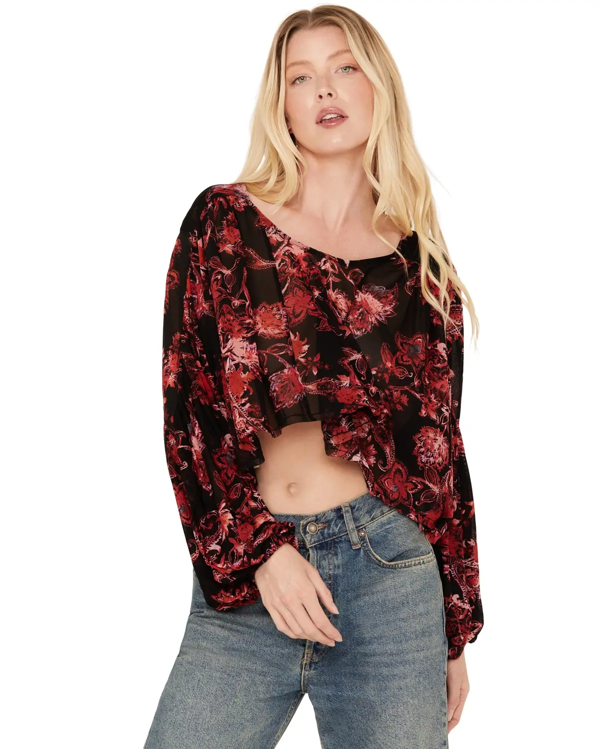 Free People Women's Women'S Up For Anything Western Shirt - Ob1650905-Blk/Rd