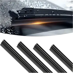 PCS Car Windshield Wiper Blade Strips, DIY Silicone Car Frameless Window Boneless Replacement, Auto Adjustable Insert Rubber Wiper Blade Refills, Universal for SUV Truck Van
