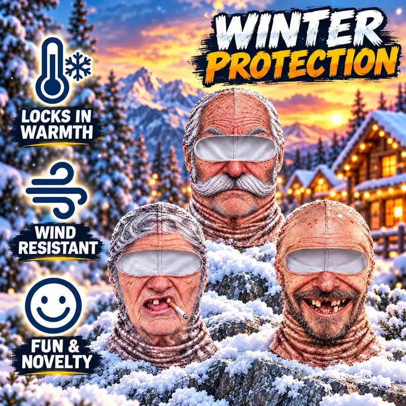 Funny Old Man Face Balaclava Mask, Dralon Thermal Fabric Winter Ski Mask, Warm Wind-Resistant Full Face Cover, Novelty Outdoor Headwear for Men & Women, Skiing, Cycling, Hiking & Winter Activities Funny Old Man Face Balaclava Mask, Dralon Thermal Fabric Winter Ski Mask, Warm Wind-Resistant Full Face Cover, Novelty Outdoor Headwear for Men & Women, Skiing, Cycling, Hiking & Winter Activities