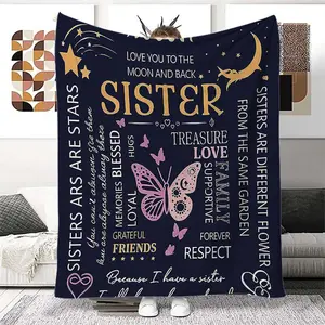 Personalized Letter Print Flannel Blanket, Ultra Soft Skin-Friendly Throw for Bed Sofa Bedroom Office Travel Camping, Perfect Gift, Slogan Print Blanket