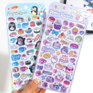 Cartoon 3D Stickers, Bear Panda Rabbit Penguin Patterns, DIY Accessories for Scrapbook, Journal, Phone Case, Water Cup, Notebook Decoration