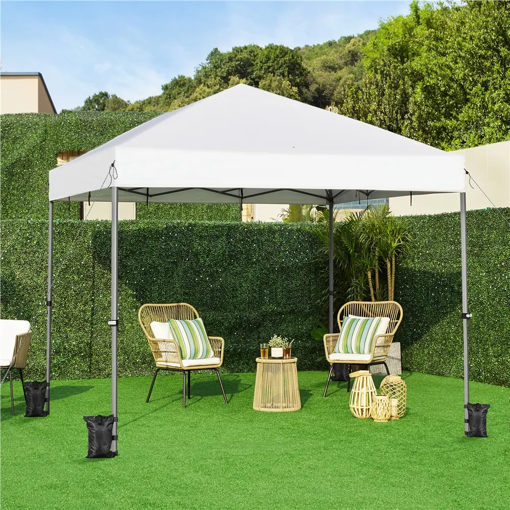 Yaheetech 12x12FT Polyester Pop-up Canopy Tent, Easy-Setup Portable Outdoor Shade for Backyard & Commercial Use with Wheeled Carry Bag, 4 Sandbags, Polyester Canopy, Canopy Tents