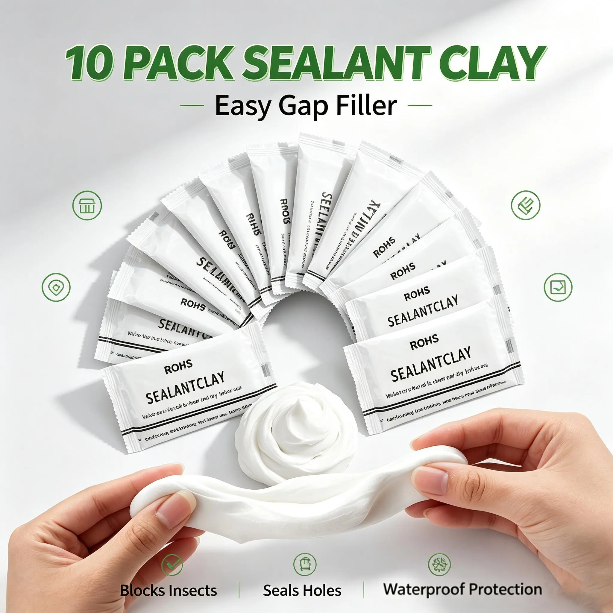 10Pcs Professional Sealant Clay Anti-Insect Wall Hole Filler Mud Sticky Pipe Repair Putty for Home Repair Pest Block Gap Sealer Waterproof Insulation Filler Indoor Outdoor Hole Plug SummerWins,DFYD,deals for you,mid year sale,restock