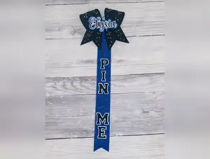Black and Royal Blue Rhinestone Pin Me Ribbon