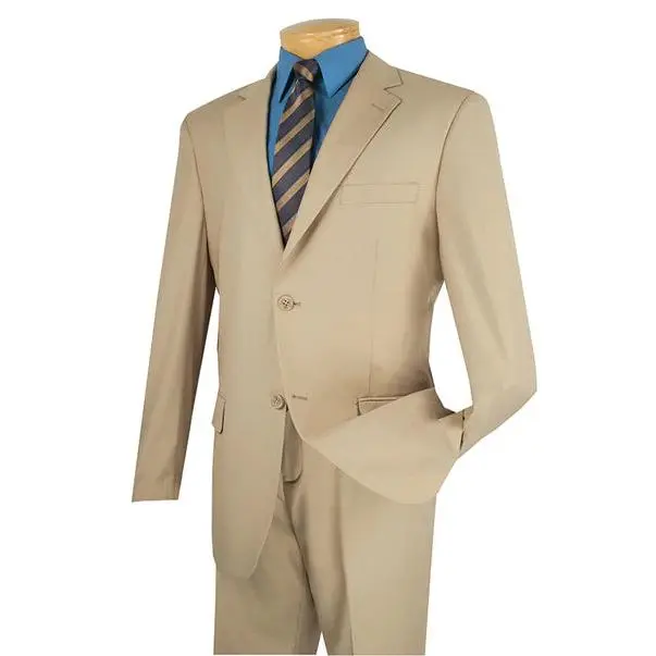 2-Piece Regular Fit Suit with Adjustable Waist Pants - Beige