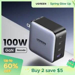 UGREEN 100W/140W/200W Nexode USB C Super Charger. 4-Port GaN Foldable Wall Adapter. Perfect for MacBook Pro/Air, iPad Pro, iPhone 17/16/15 Pro. Fast Charging Charger,September Restock，TikTokShopSpringGlowUp,Greenish