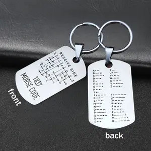 Double-Sided Stainless Steel Morse Code Keychain - Educational Tag with Letters & Numbers, Ideal for Radio Enthusiasts & Novice Radio Operators, Perfect Gift for Amateur Radio Lovers, Amateur Radio Accessory|Sleek Morse Code Design|Durable Keychain