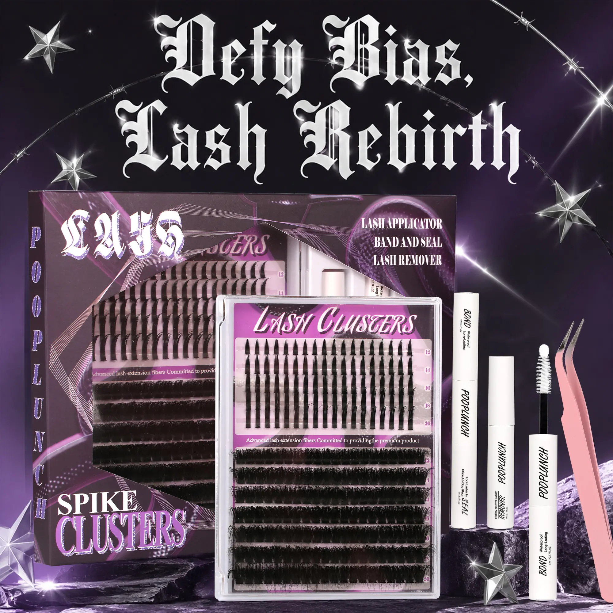 Lashes map for clusters  Kit Spiky Wet Eyelashes Extension Kit , 10-18mm Individual Lashes Kit with Lash Bond and Seal Makeup,sunscreen