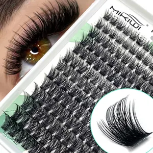 Mikiwi 156pcs Faux Mink Eyelashes Cluster Lashes 0.07D 10-18mm Mix Natural Eyelashes Extension Volume Individual Eyelash Cluster Makeup Tools Lash Clusters Soft False Eyelashes DIY at Home