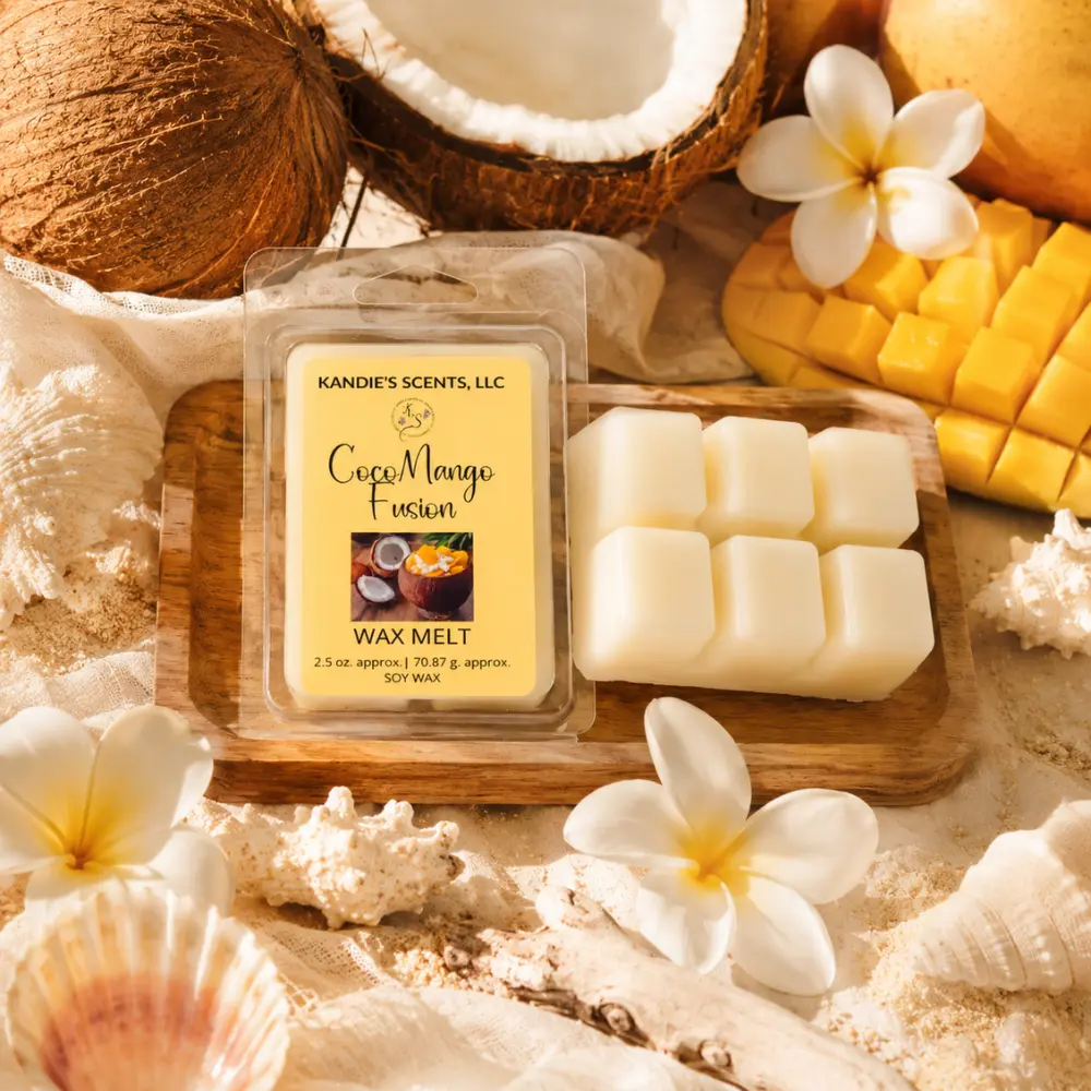 CocoMango Fusion Scented Wax Melt 2.5oz | Tropical Coconut Mango Hand Poured Soy Melt | Fruity Home Fragrance
