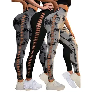 Tie Dye Seamless Leggings for Women High Waist Yoga Pants, Scrunch Butt Lifting Elastic Tights, Side mesh design