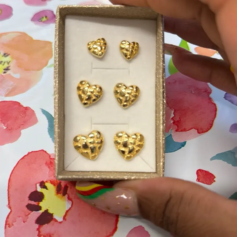 Heart Nugget Fashion Studs Earrings 3 sizes available