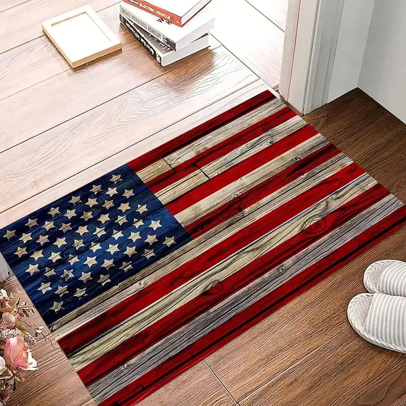 Patriotic Doormat, American Flag Carpet, Independence Day Welcome Doormat, Bedroom, Or Study Decor Fast Drying Anti-Slip Soft Carpet For Bathroom Shower Laundry Room Kitchen All Season Home Decor Bathr Soft Flannel Bath Mat Home Decor Gift