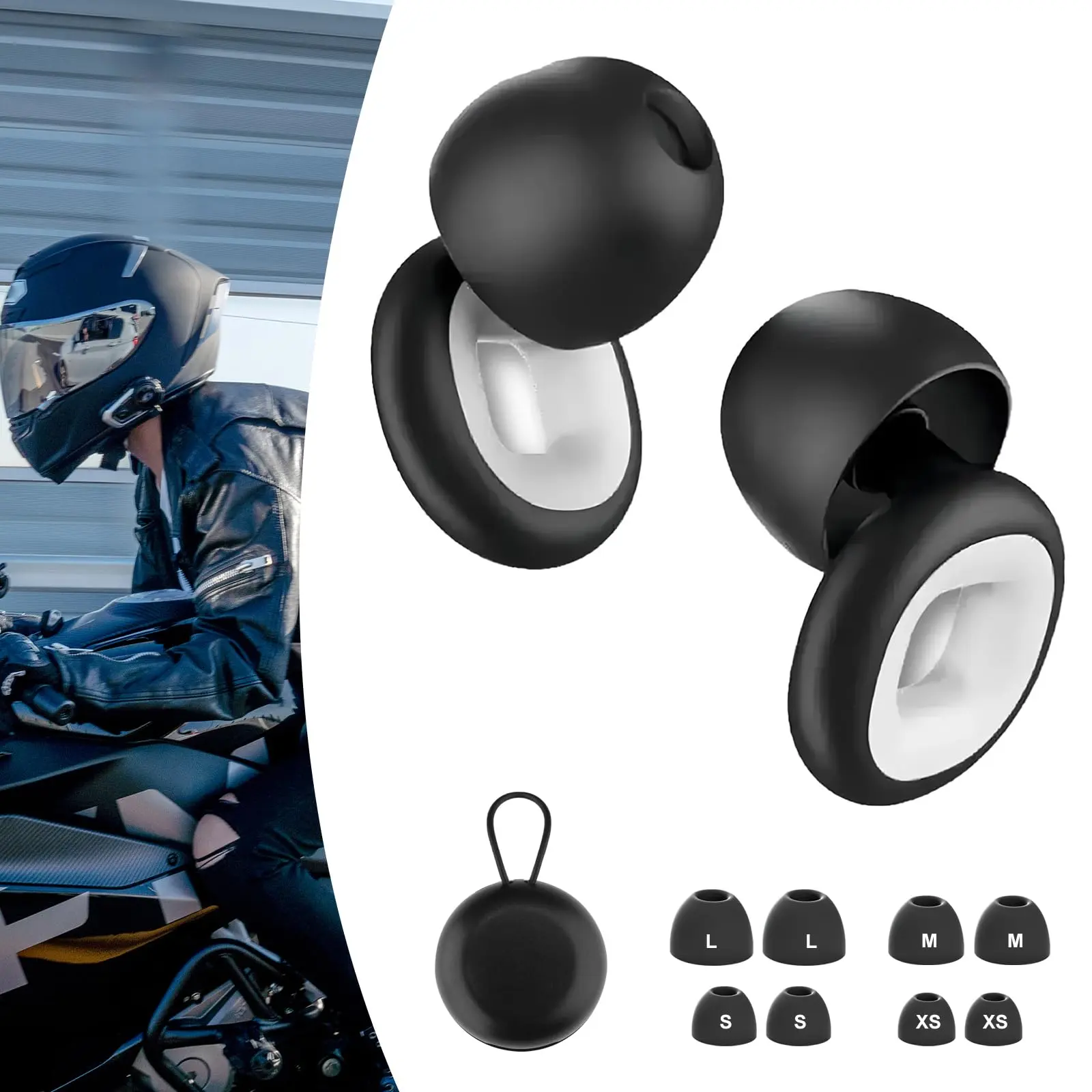 Silicone Motorcycle Ear Plugs with 8 Ear Tips - 35dB Noise Reduction earplugs for Sleeping, Concerts, Work & Travel - Reusable with Carrying Case - Comfortable & Hypoallergenic zenzear