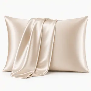 Satin Pillowcases, Similar to Silk Pillow Cases Queen Size Set of 2, Cooling Pillow Case for Sleeping Women with Envelope Closure, Gifts for Women Men, Beige, 20x30 Inches, 2pcs