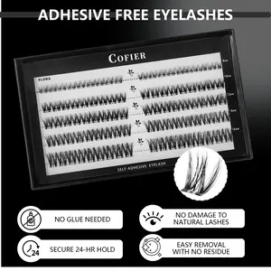 [Natural - as - Ever] Cofier Self-Adhesive lashes Glue - Free DIY Lash Kit (8 - 14 mm)  Comes with Tweezers! (80/100 Pcs) for a Quick and Natural Lash Makeover Individual Eyelashes Makeup Eyelashes