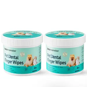2 pack-Pet Dogs & Cats Teeth Cleaning Wipes Tooth Brushing Kit by Remove Plaque and Tartar & Freshens Breath Buildup No-Rinse Dog Finger Toothbrush
