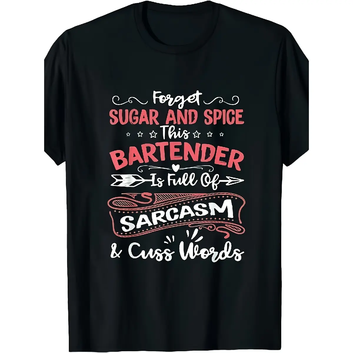 'S & 'S Short  [100% Cotton] 100% Cotton Women's Funny Bartender Sarcastic T-Shirt - Retro Bartending Phrases & Bar Jokes Gift Suitable for Aspiring Mixologists, Machine Washable Casual Tee with Bartending Icons, Iced Coffee Shirt for Bartending Apparel (