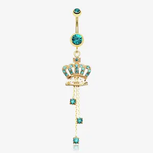 Golden Juicy Crown Sparkle Belly Ring