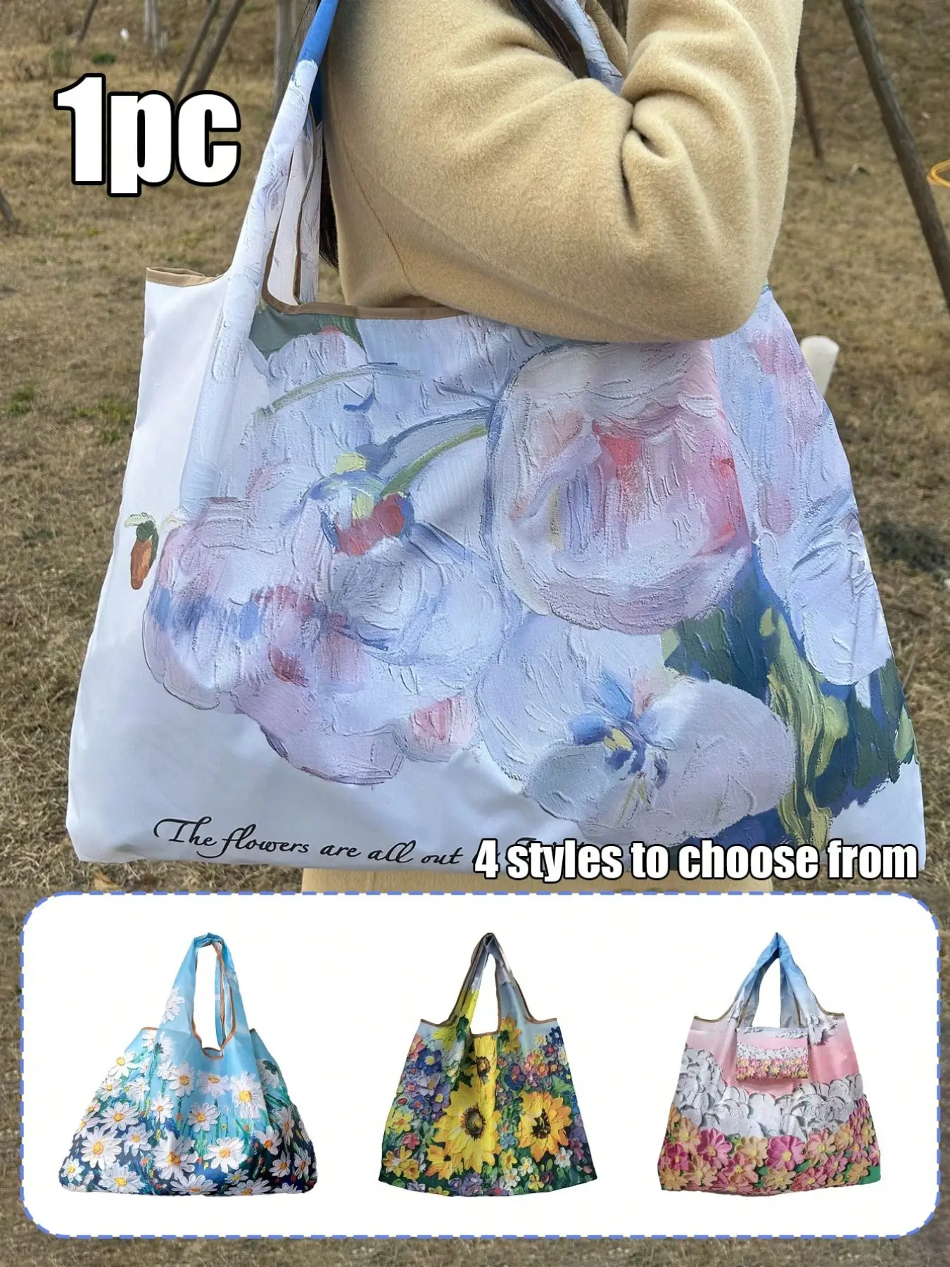 Foldable Colorful Printed Shoulder Bag, Fashion Floral Tote Bag, Personalized Bridesmaid Gift Bag, Large Capacity Makeup Travel Pouch, Ideal for Weddings Birthdays and Vacations, Fashionable Shopping Bag, Lightweight Shopping Bag, Patterned Bag