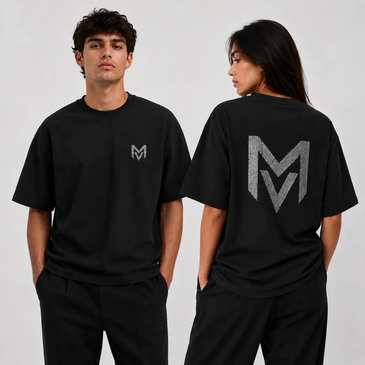MUSEVOLT Unisex Oversized Graphic Tee, Men Women Cotton Crew Neck Short Sleeve T Shirt, Vintage 90s Streetwear Logo Print Summer Tee, Black White