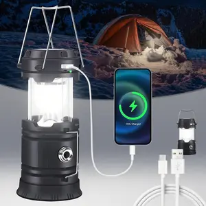 4/8pcs Portable LED Camping Light – Lightweight survival flashlight with handle, USB rechargeable, solar portable lighting, retro lantern, suitable for indoor/outdoor emergencies, camping, repairs, BBQ