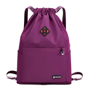 Unisex Foldable Drawstring Backpack, Lightweight Water-Repellent Nylon Gym Sack for Workout, Hiking, School & Daily Travel