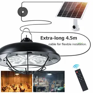 3000LM Solar Shed Light Indoor Outdoor, Daytime & Night Solar Light with E27 Bulb, 5 Modes LED Pendant Light for Barn, Chicken Coop, Patio, Garden, Yard, Gazebo