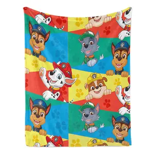 Paw Patrol Flannel Blanket Colorful Cartoon Collage Design Soft Cozy Throw Blanket for Bed Sofa Couch Nap Office Travel Camping Lightweight Decorative Blanket