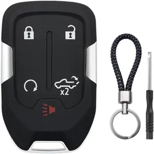 Key Fob Shell Case Replacement Fits for Chevy Silverado 2022 2021 2020 2019 and GMC Sierra 1500 2500HD 3500HD 5 Button Keyless Entry Remote Control Smart Car Key Fob Cover