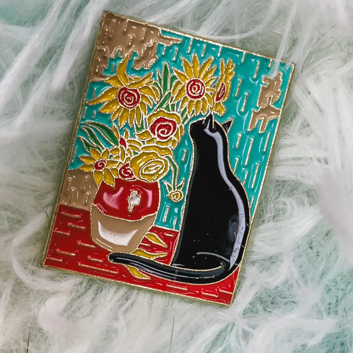 Sunflowers Cat Enamel Pin Sunflowers Cat Enamel Pin