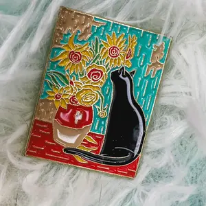 Sunflowers Cat Enamel Pin