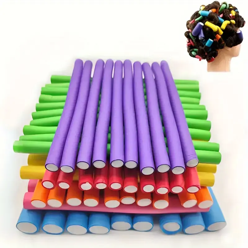 20pcs Random Color Sponge Hair Rollers, No Heat Curling Irons, Wave Styling Rods, Hair Dying Tools, No Heat Hair Roller, Heatless Curling Set, Heatless Styling Kit, Heatless Curler（Random colors）