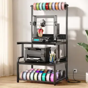 Unikito 3D Printer Stand with Power Outlet, Heavy Duty Mobile Printer Cart with Storage Shelves & Filament Holder